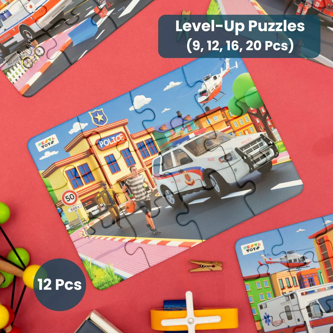 4 in 1 Jigsaw Puzzle - Emergency Vehicles (9 Pcs - 20 Pcs) - Image 5