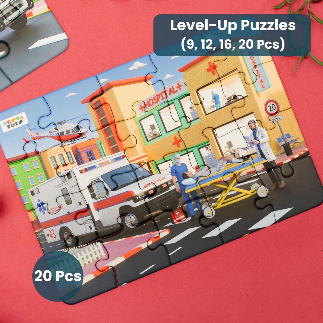 4 in 1 Jigsaw Puzzle - Emergency Vehicles (9 Pcs - 20 Pcs) - Image 7