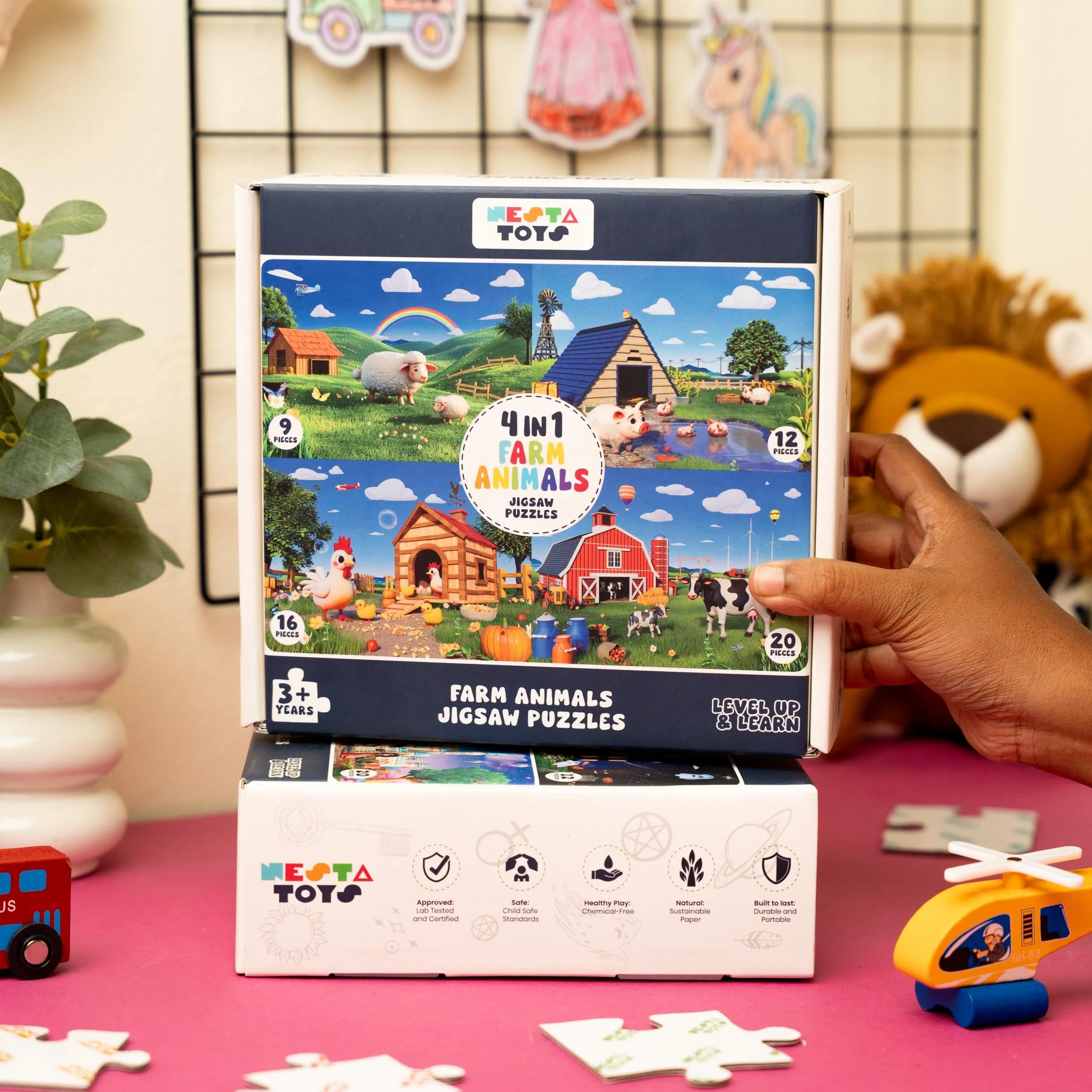 Farm Animals - 4 in 1 Level Up & Learn Jigsaw Puzzle (9 Pcs - 20 Pcs) - Image 5
