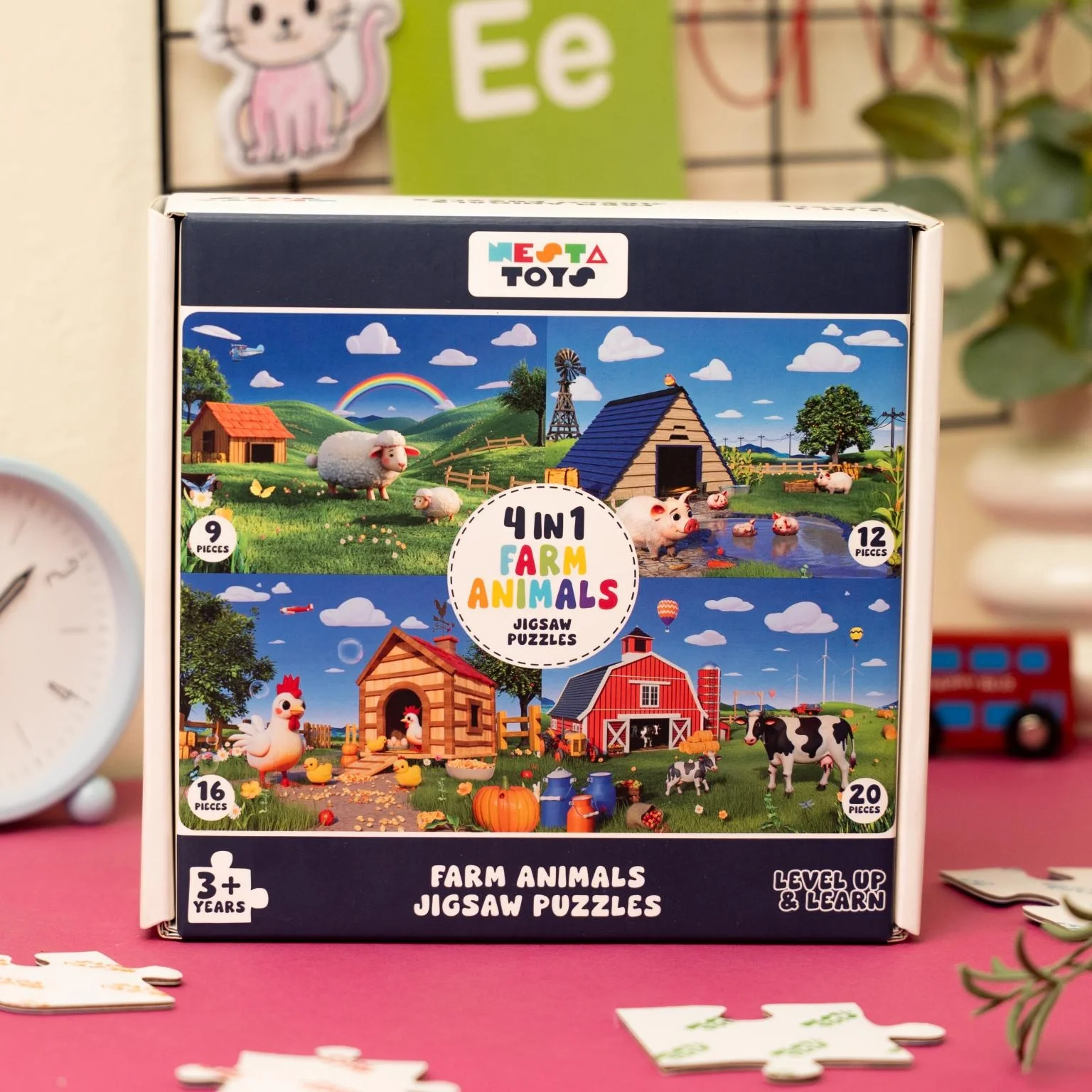 Farm Animals - 4 in 1 Level Up & Learn Jigsaw Puzzle (9 Pcs - 20 Pcs) - Image 8
