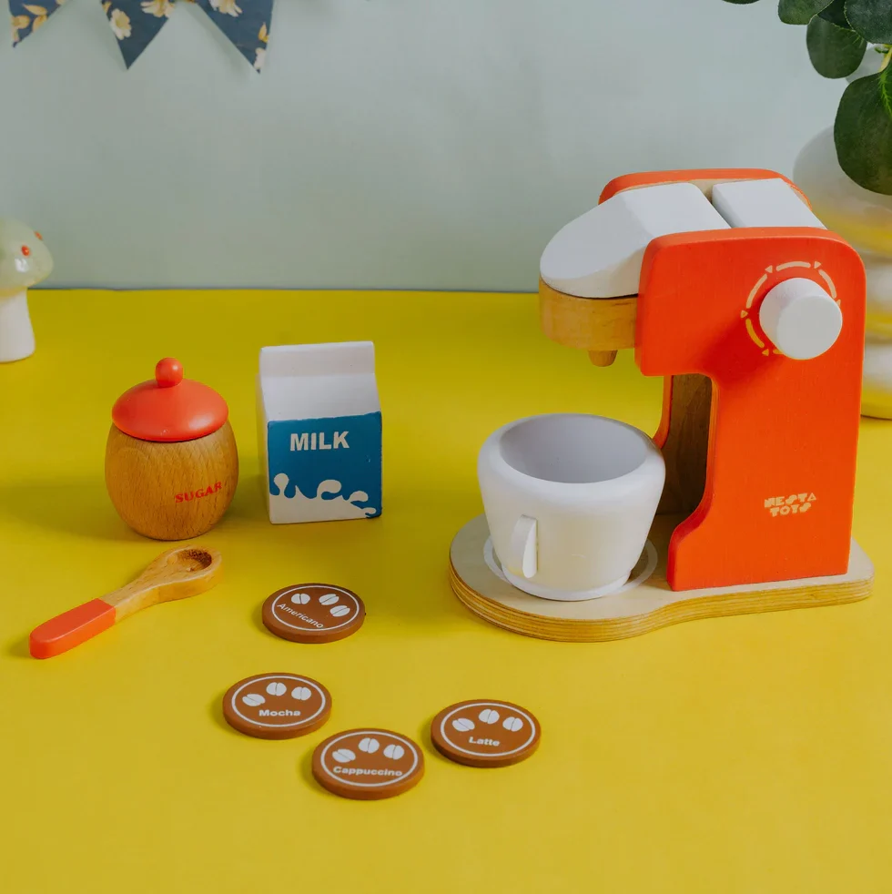 Wooden Coffee Machine Toy (Red) - Image 6