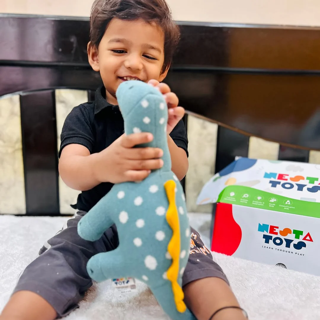 Dippy the Dino | Knitted Cotton Animal Plush Toy for Kids - Image 3
