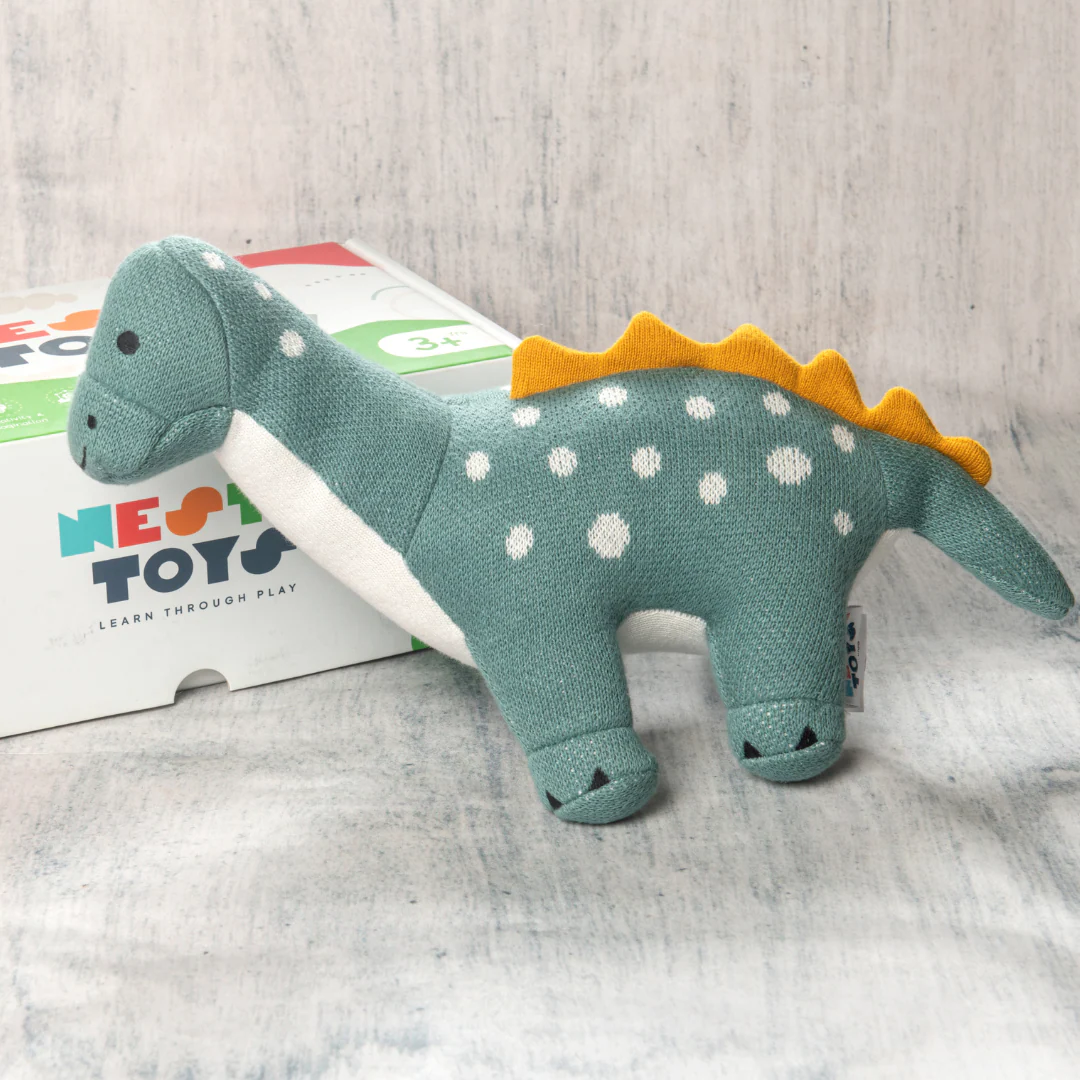 Dippy the Dino | Knitted Cotton Animal Plush Toy for Kids - Image 7