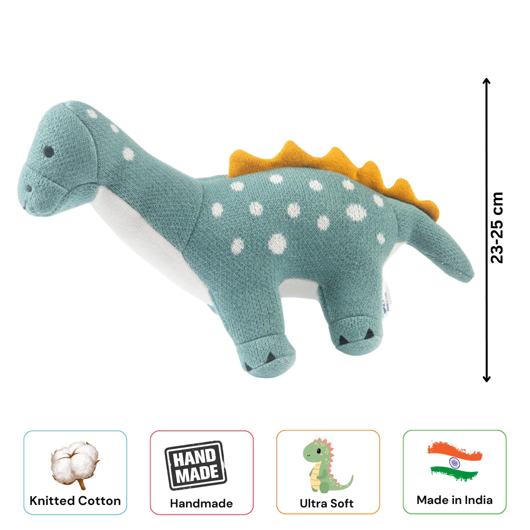Dippy the Dino | Knitted Cotton Animal Plush Toy for Kids - Image 9