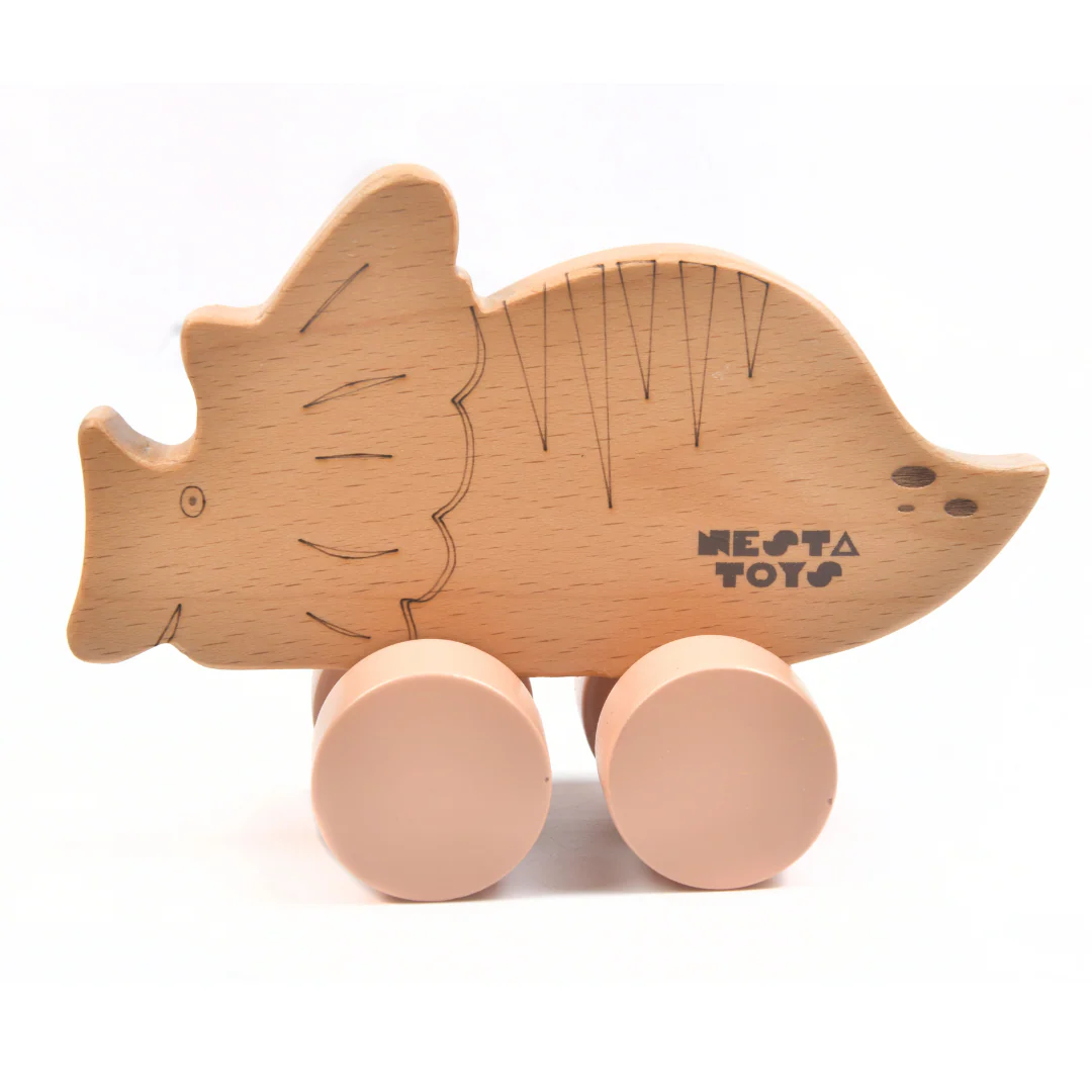 Wooden Dinosaur Car Toy - Image 2