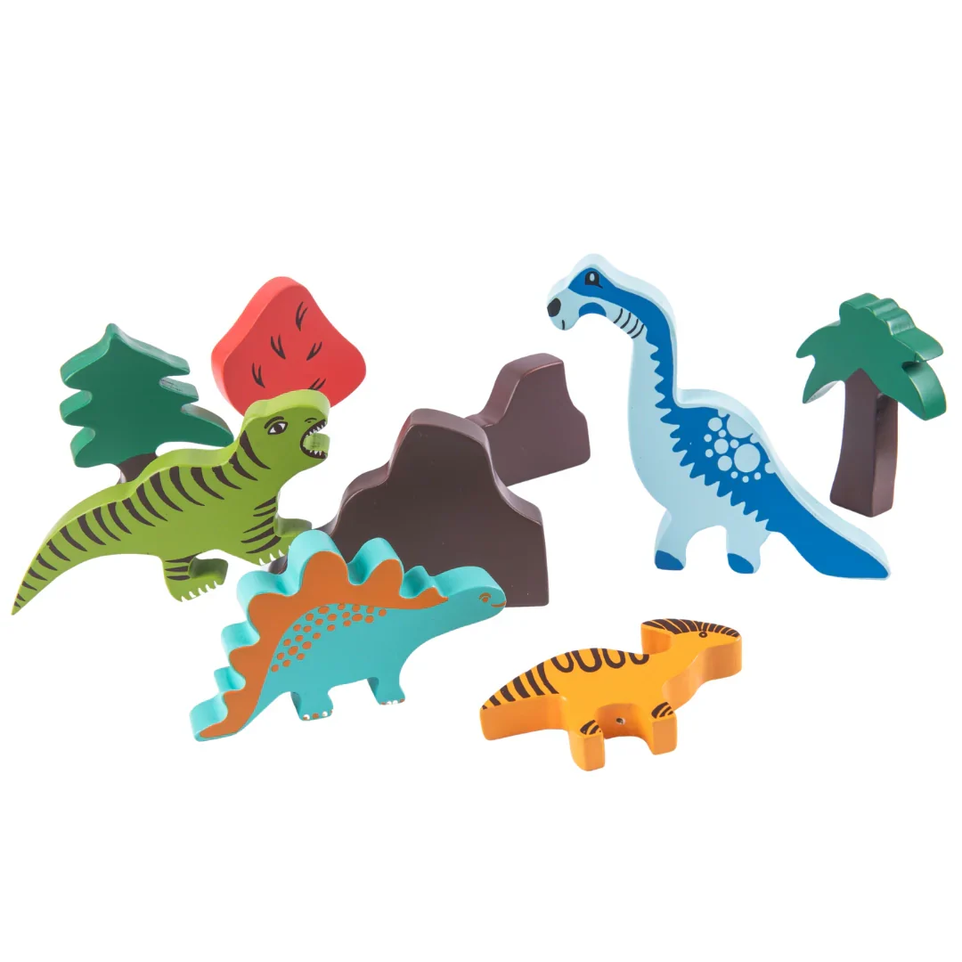 Wooden Dinosaur Building Blocks Toy (9 Pcs) - Image 5