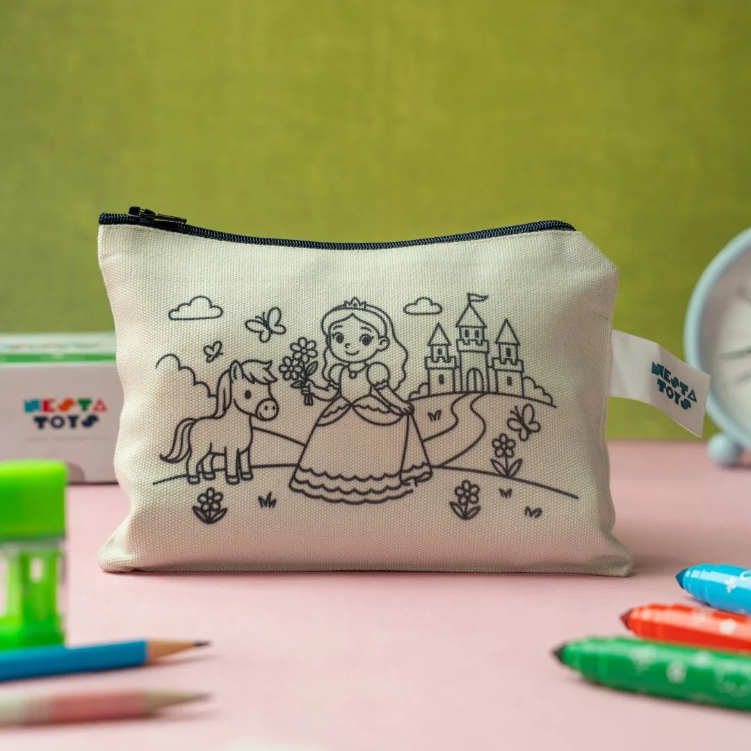 DIY Coloring Cotton Pouch for Kids  (Set of 4) – Princess Theme - Image 3