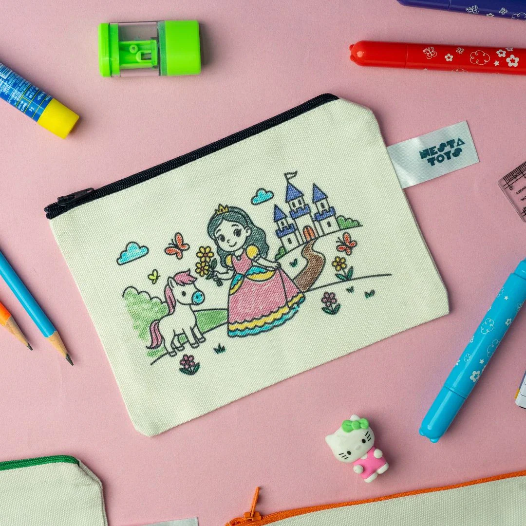 DIY Coloring Cotton Pouch for Kids  (Set of 4) – Princess Theme - Image 4