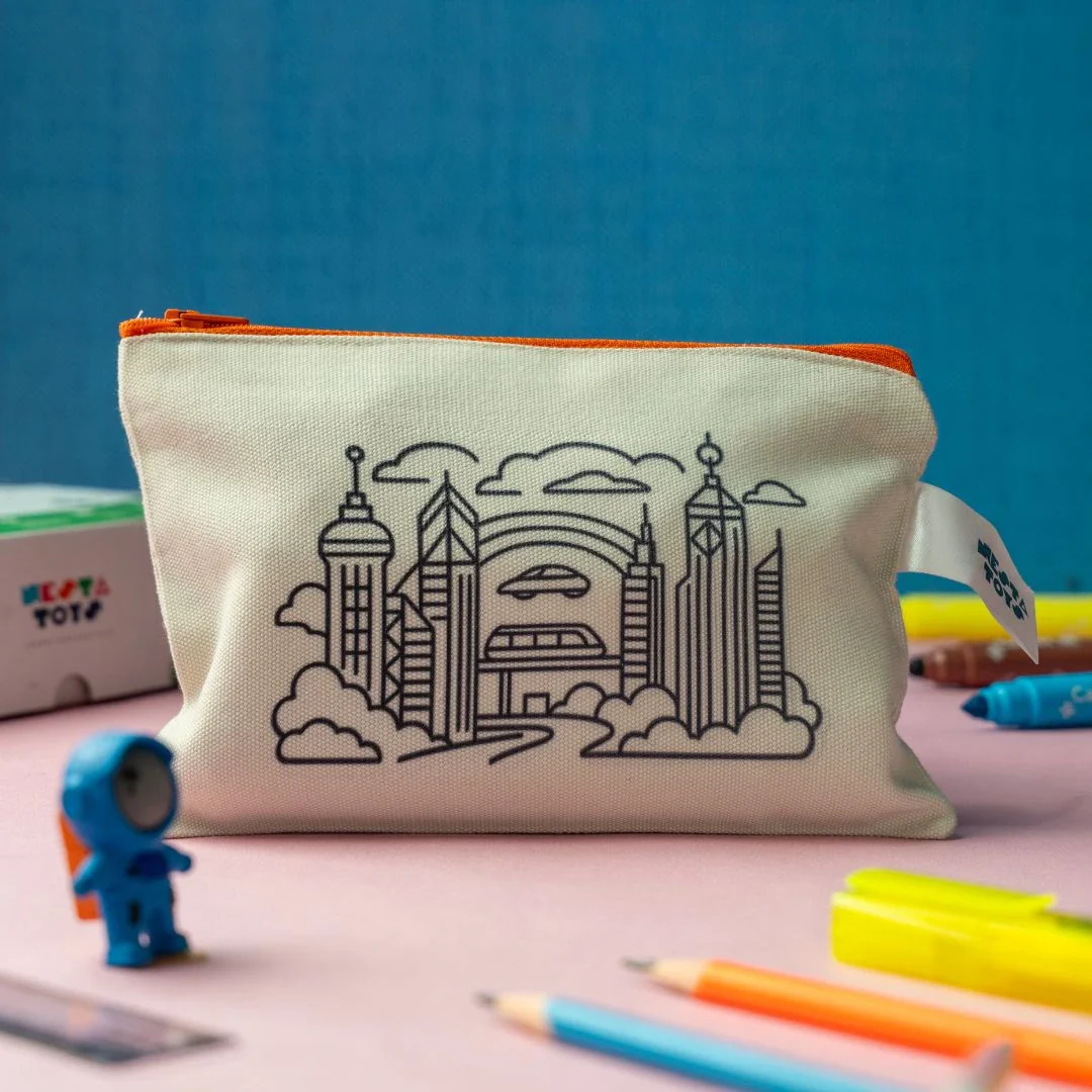DIY Coloring Cotton Pouch for Kids (Set of 4) – Robots and Future Tech - Image 7