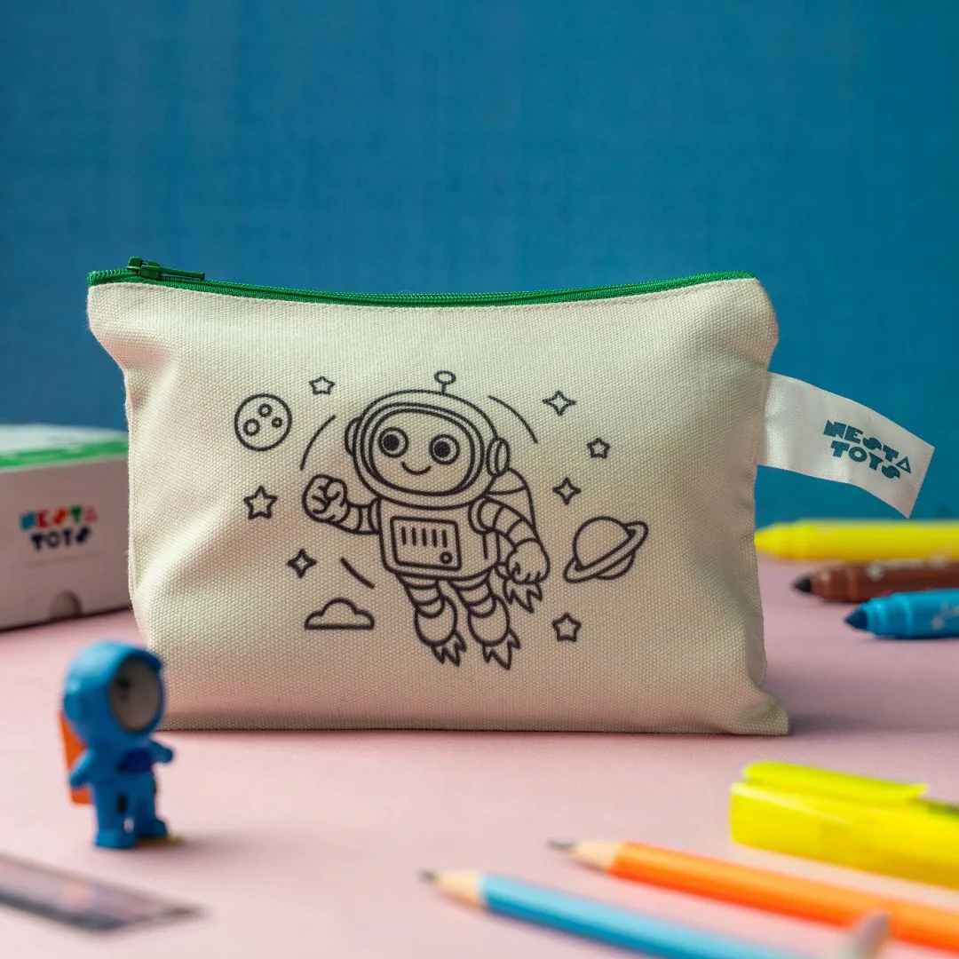 DIY Coloring Cotton Pouch for Kids (Set of 4) – Robots and Future Tech - Image 9