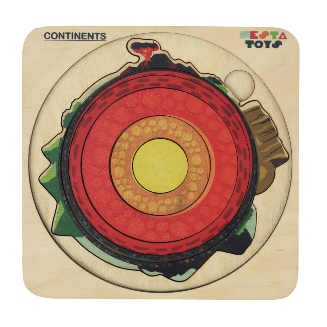 NESTA TOYS - World Map with Continents & Earth Core | Geography Puzzles for Kids | Montessori Wooden Puzzle - Image 2