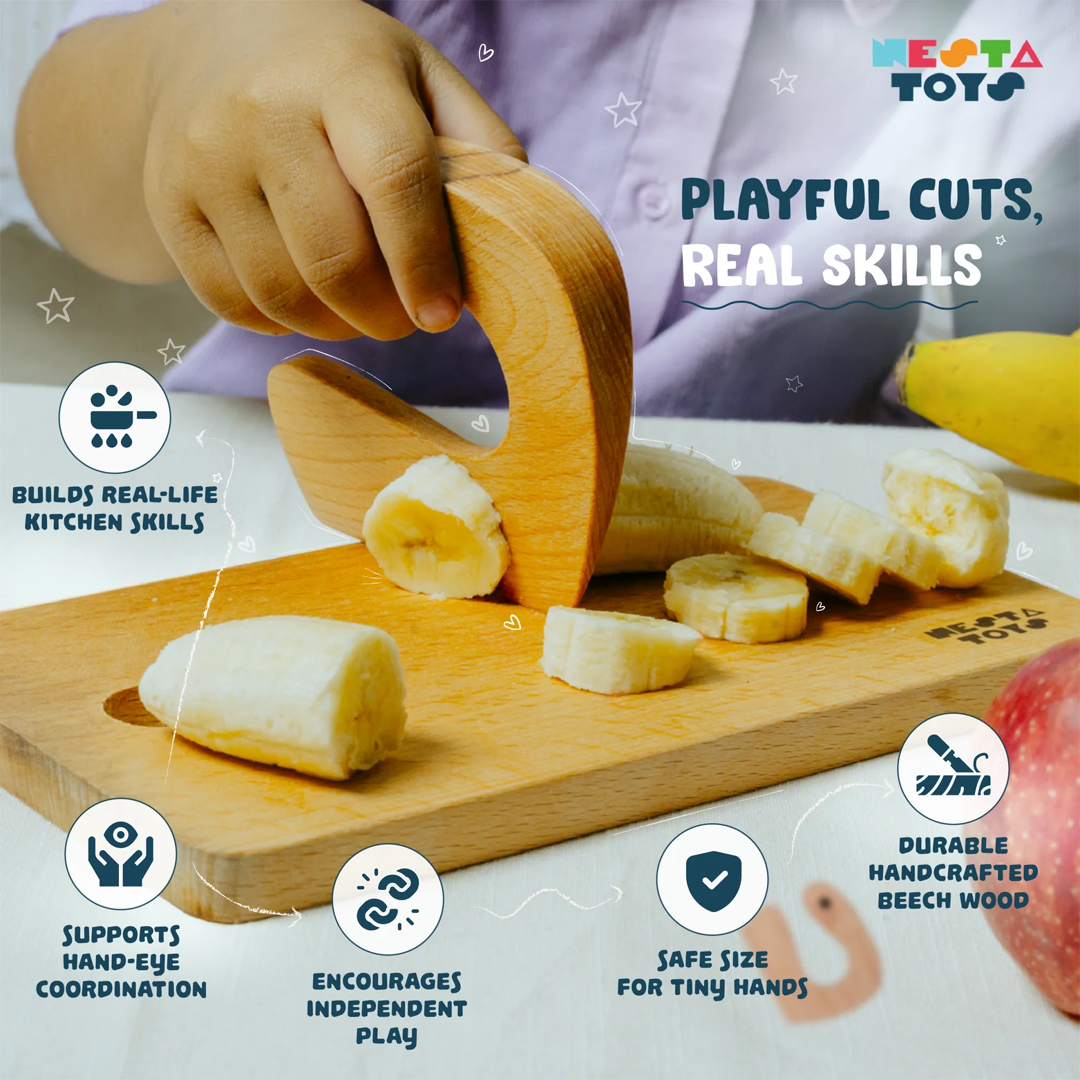 Montessori Chopping Board & Knife | Safe Cutting Tool for Kids - Image 3