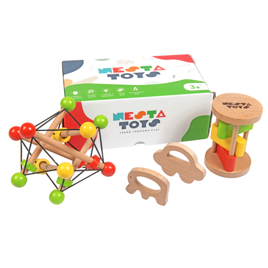 Newborn Gift Set – Skwish Rattle, Clacker Rattle & Wooden Teethers - Image 5