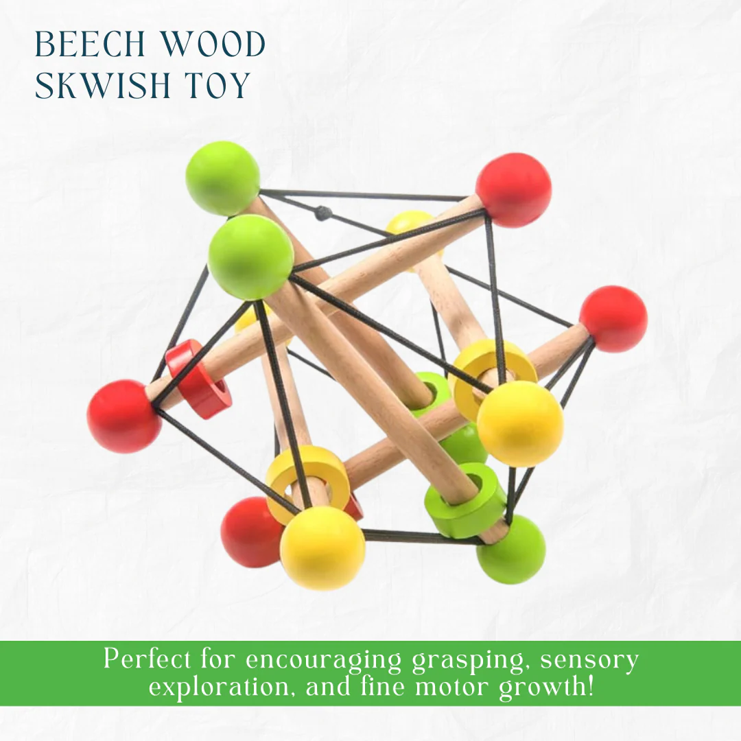 Newborn Gift Set – Wooden Skwish Rattle, Clacker Rattle & Elephant Teether - Image 6