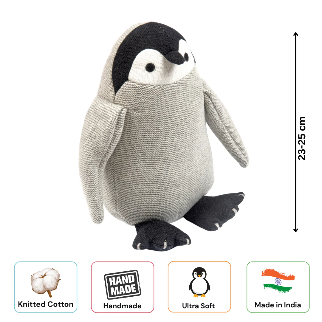 Peppy the Penguin | Knitted Cotton Animal Plush Toy for Kids - Image 5