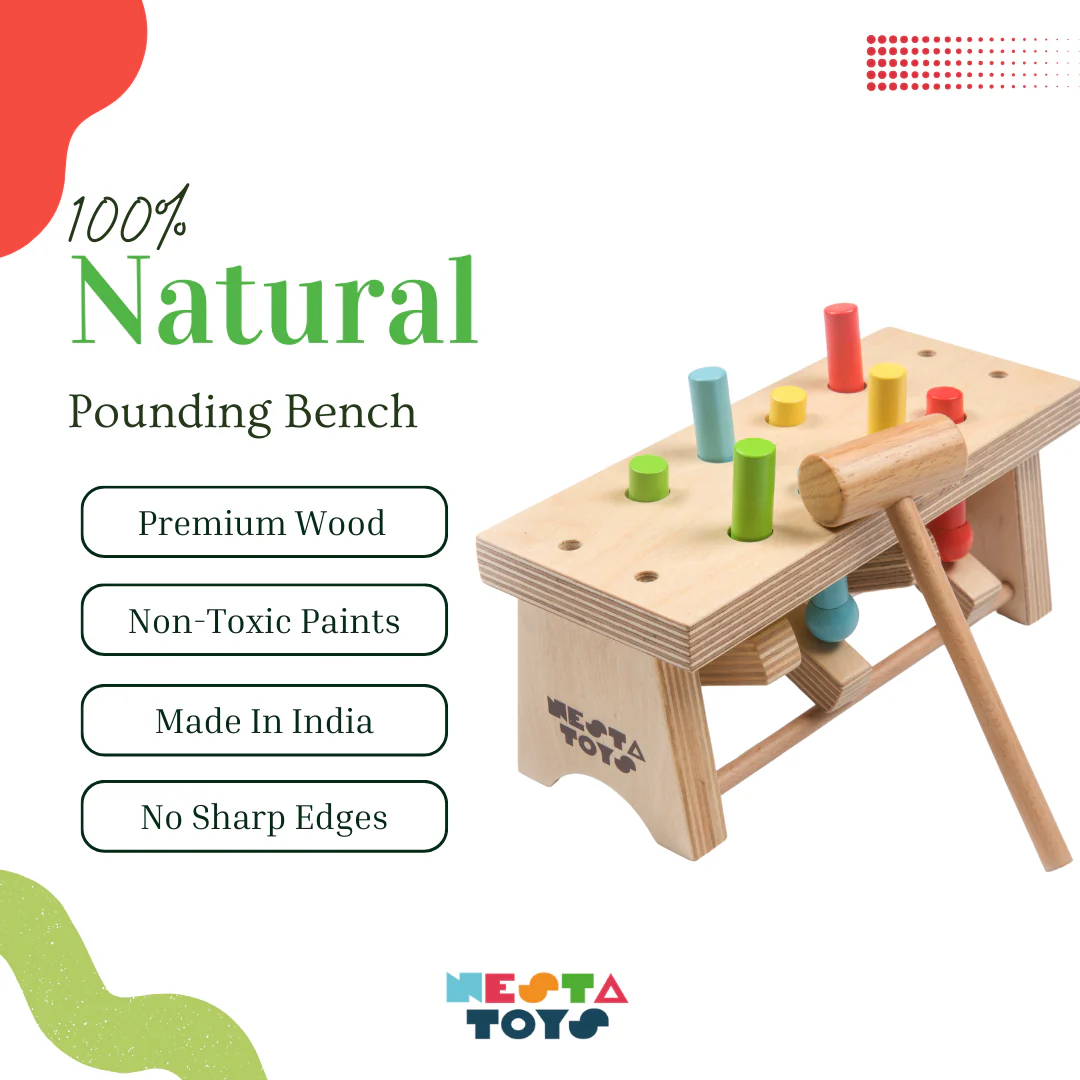 Pounding Bench Wooden Toy with Hammer - Image 4