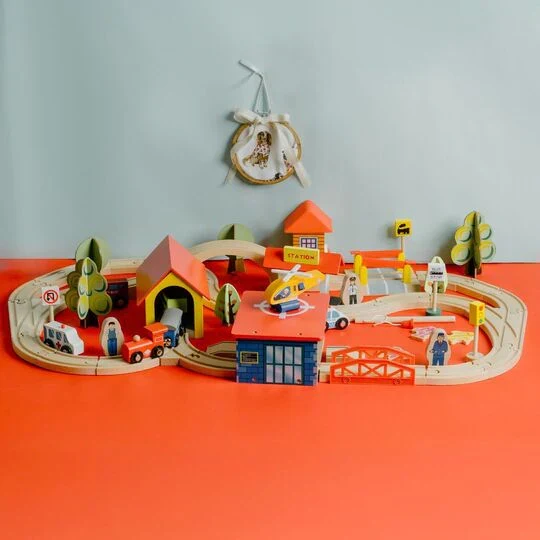 Train Track Toy Set with Vehicles (69 Pcs) - Image 11