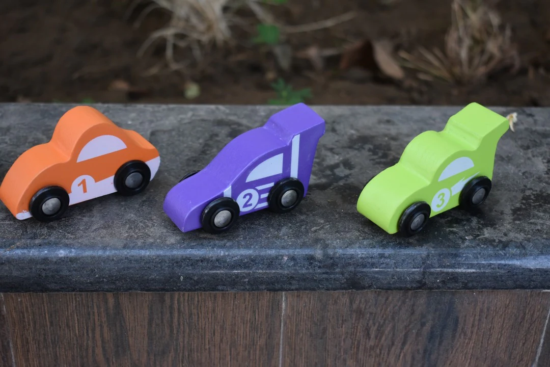 Wooden Car (3 Pcs) - Green, Orange, Purple - Image 5
