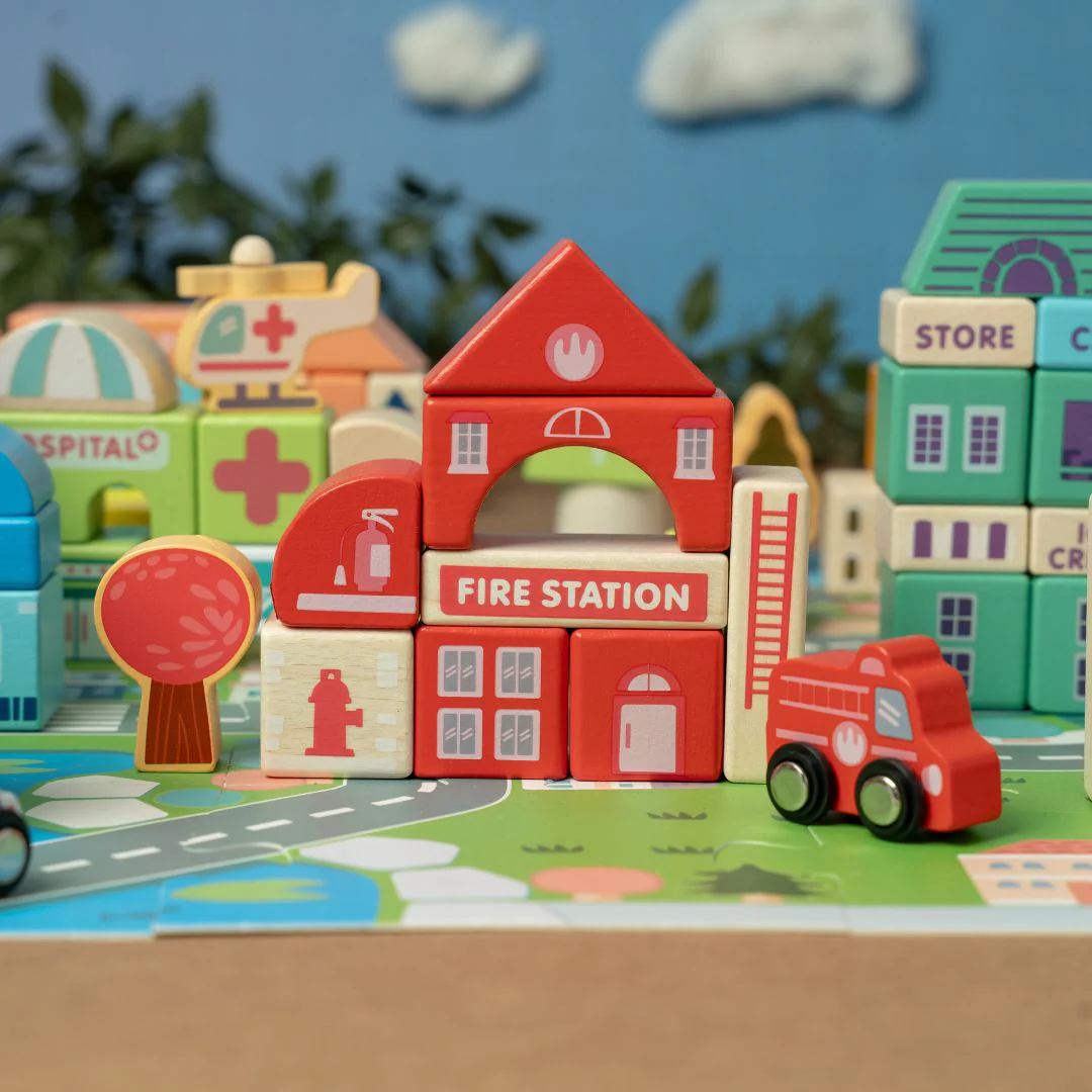 Wooden City Building Blocks Toy (115 Pieces) - Image 3