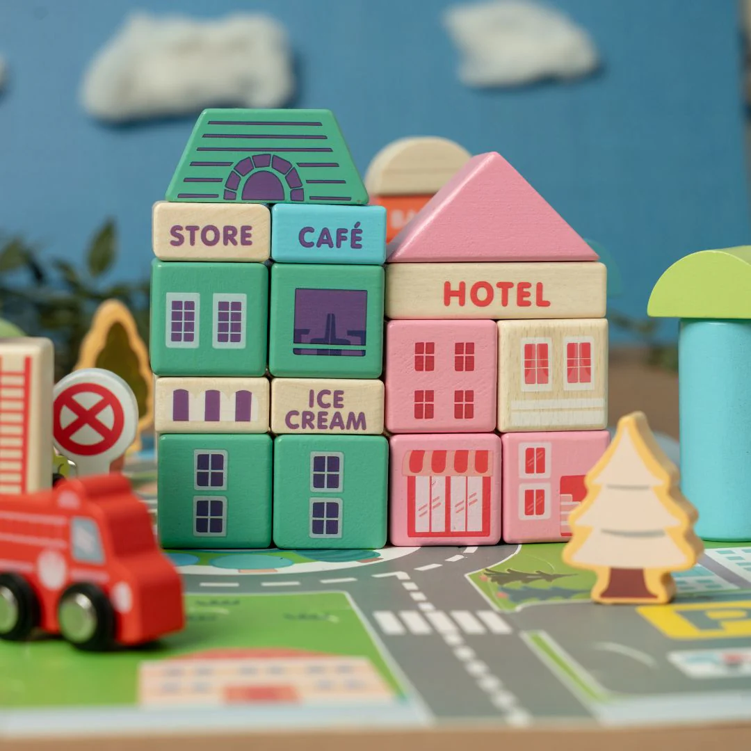 Wooden City Building Blocks Toy (115 Pieces) - Image 4