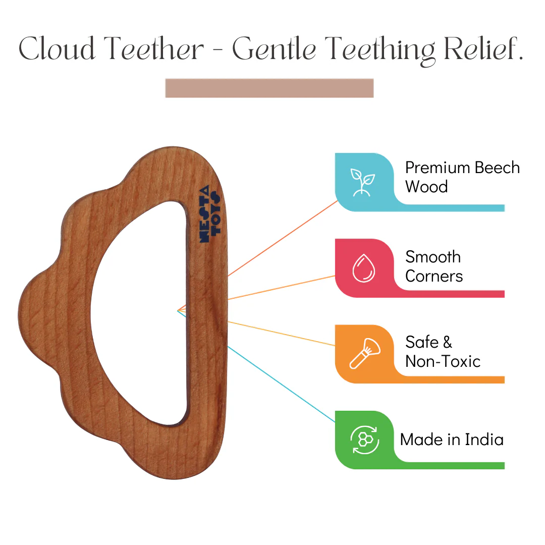 Beech Wooden Cloud Teether (0-1.5 years) - Image 4