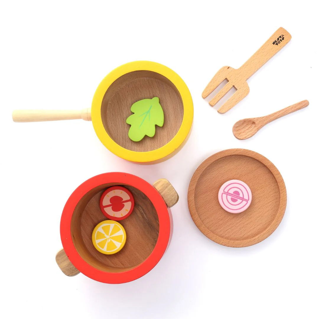 Wooden Gas Stove and Cooking Set Toy (10 Pcs) - Image 6