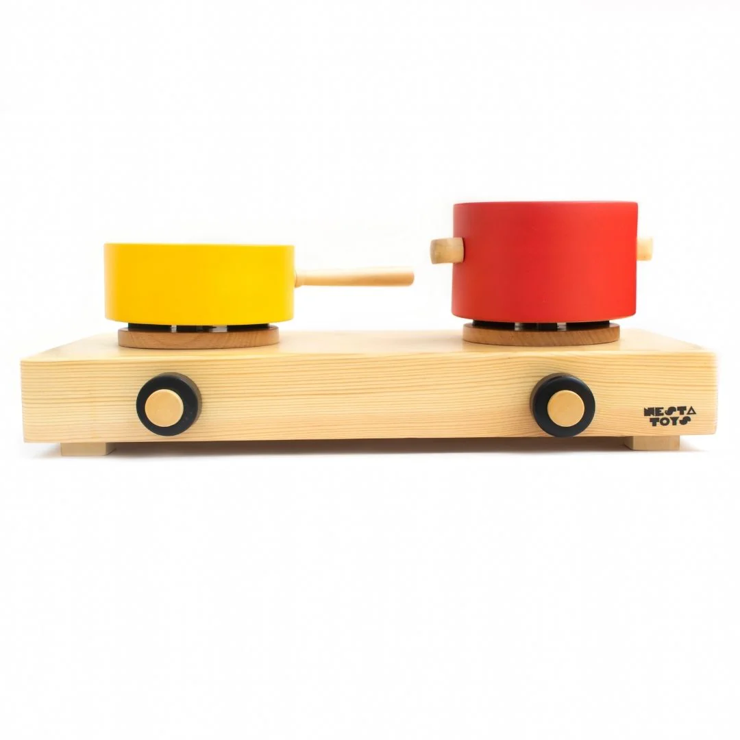 Wooden Gas Stove and Cooking Set Toy (10 Pcs) - Image 8