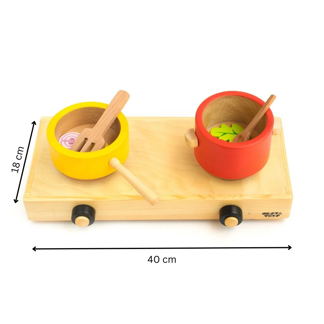 Wooden Gas Stove and Cooking Set Toy (10 Pcs) - Image 9