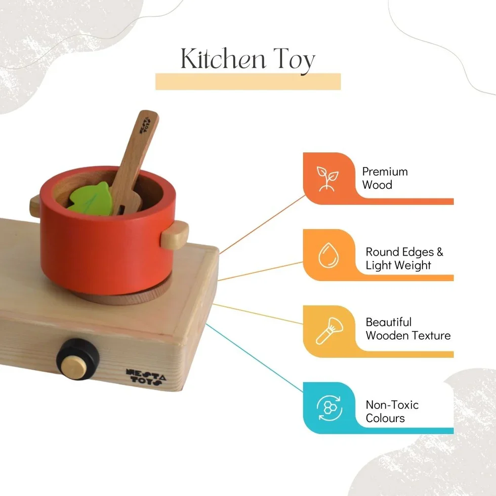 Wooden Kitchen Play Set | Cooking Toy for Kids (9 Pcs) - Image 8
