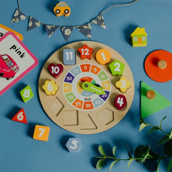 Wooden Shape Sorting Clock Toy - Image 4