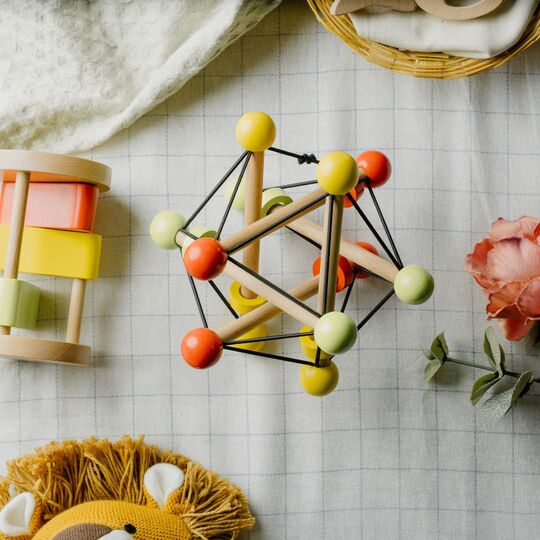 Skwish Wooden Baby Rattle | Teether Grasping Activity Toy - Image 4