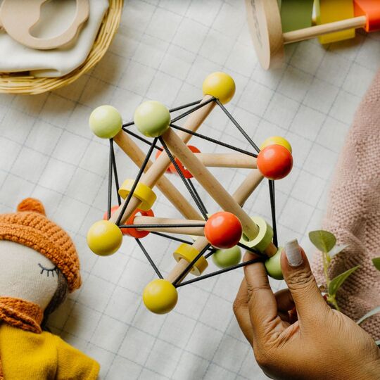 Skwish Wooden Baby Rattle | Teether Grasping Activity Toy - Image 5
