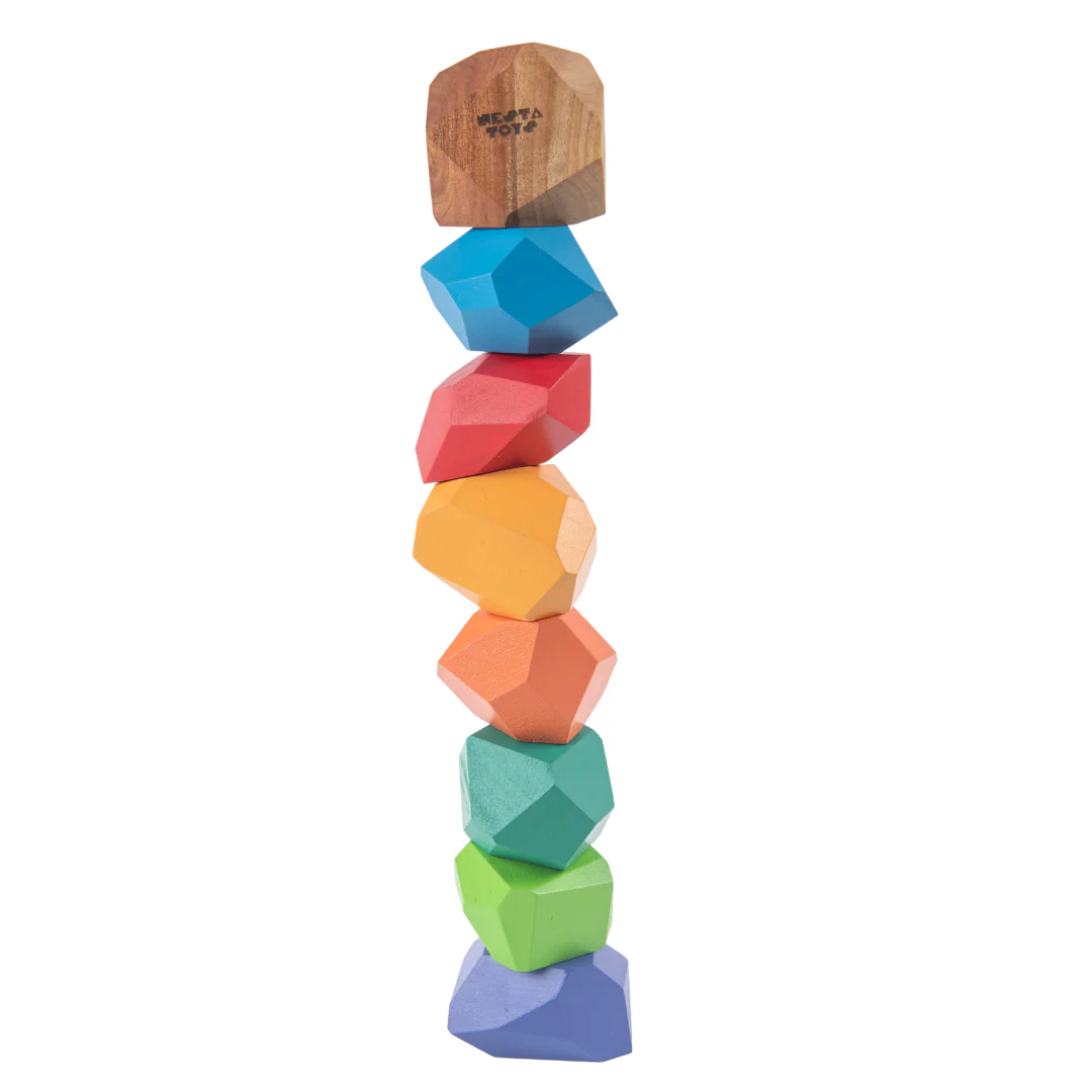 Wooden Stone Balancing Blocks |  Rainbow Stacking Sensory Toy (8 Pcs) - Image 5