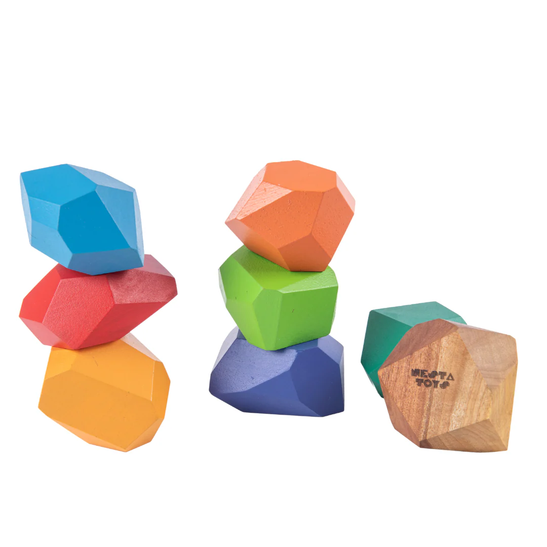 Wooden Stone Balancing Blocks |  Rainbow Stacking Sensory Toy (8 Pcs) - Image 7