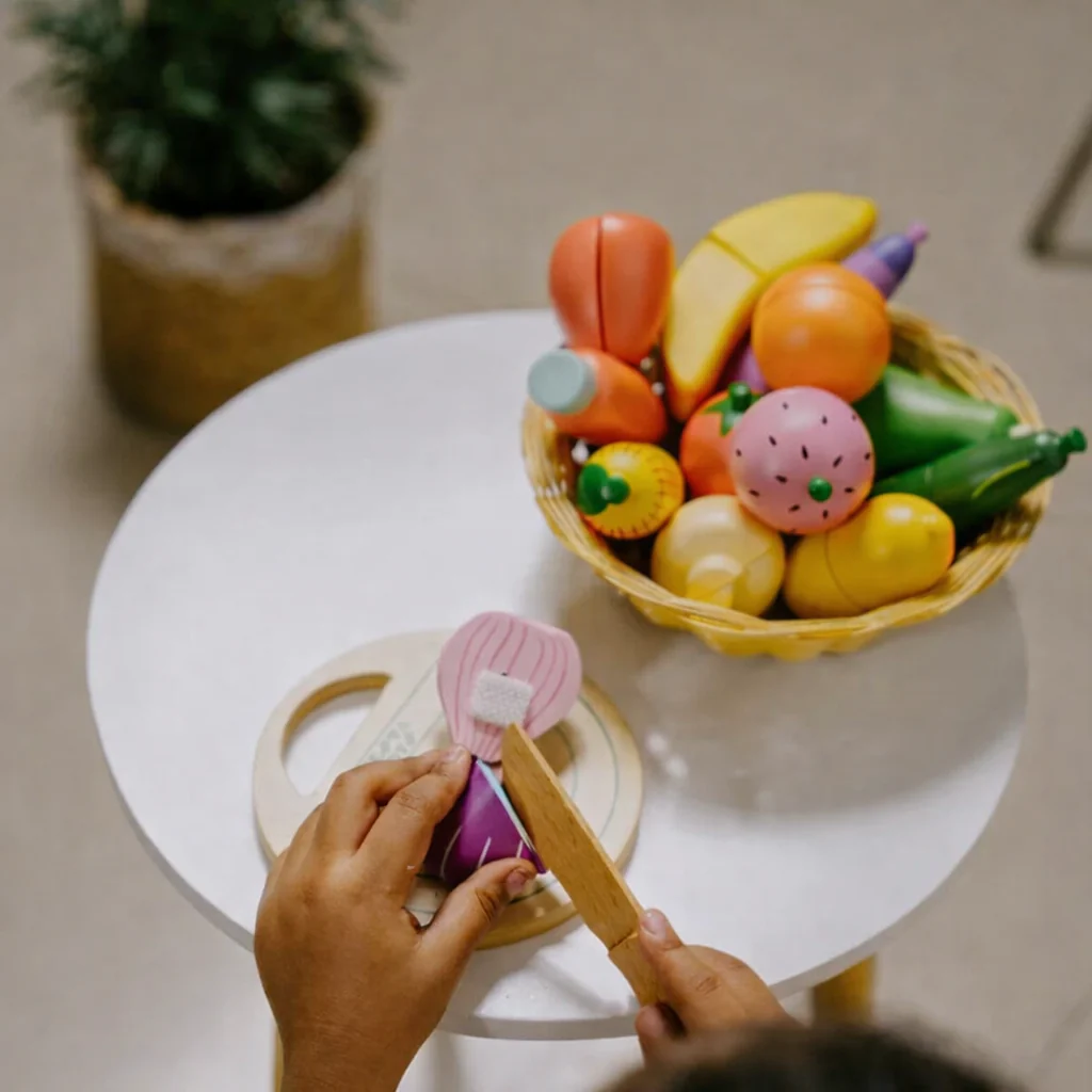 Wooden Velcro Vegetable and Fruit Toy Set (15 Pcs) - Image 3