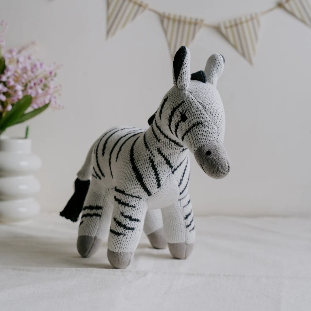 Zippy the Zebra - Knitted Cotton Animal Plush Toy for Kids - Image 4