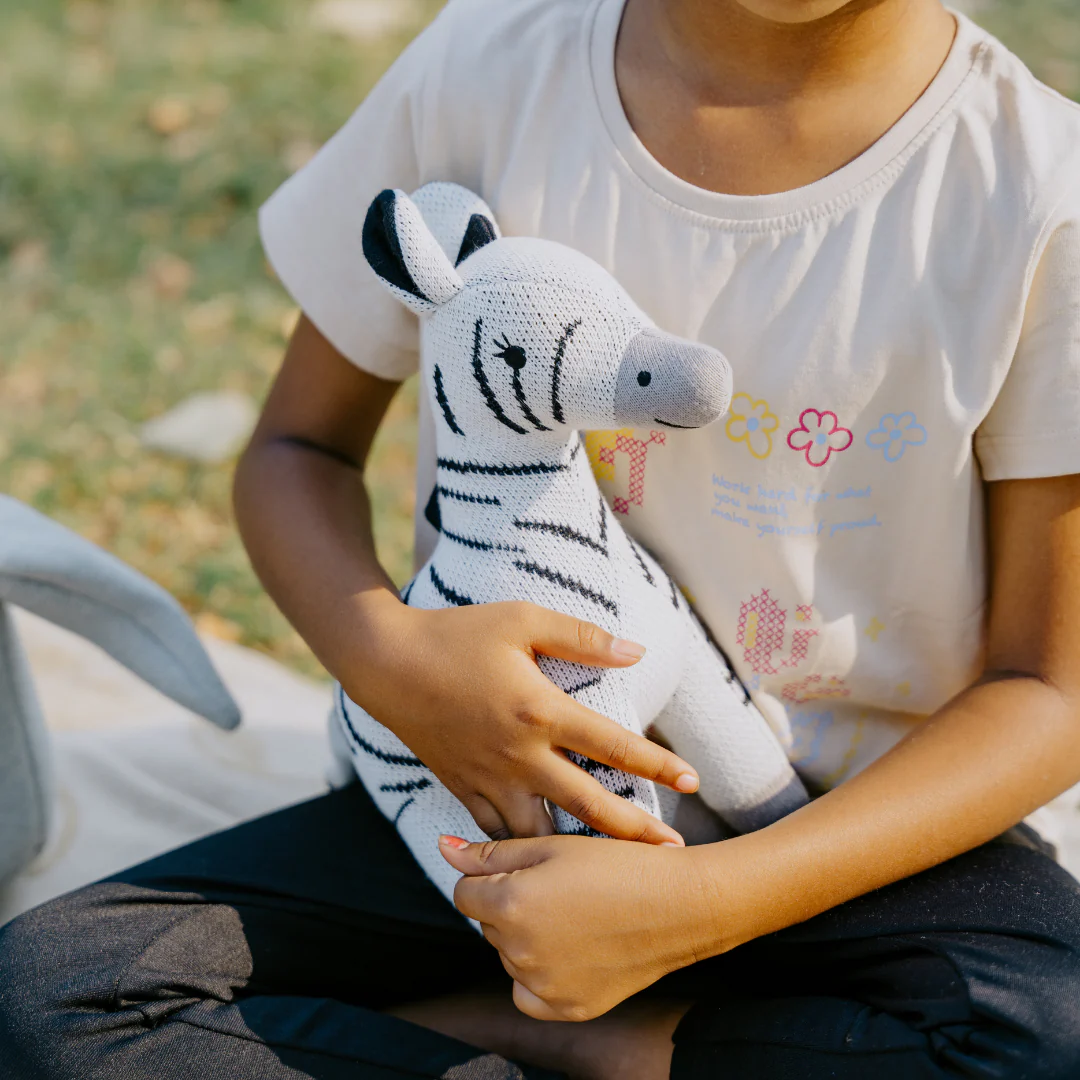 Zippy the Zebra - Knitted Cotton Animal Plush Toy for Kids - Image 5