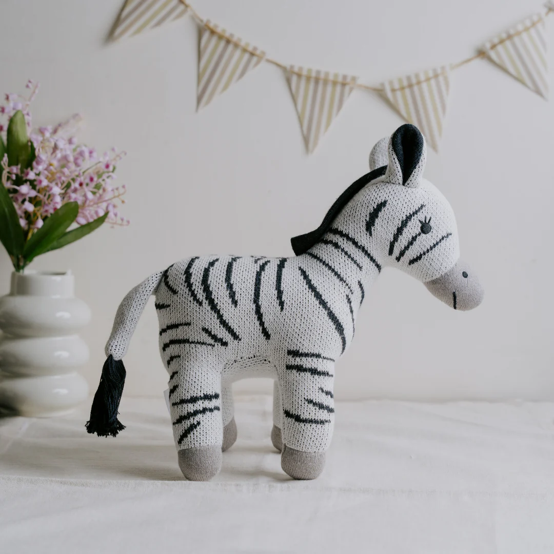 Zippy the Zebra - Knitted Cotton Animal Plush Toy for Kids - Image 6